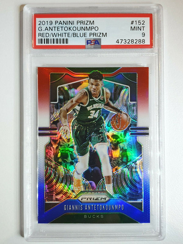 2019 Prizm Giannis Antetokounmpo #152 RED WHITE BLUE Prizm - PSA 9