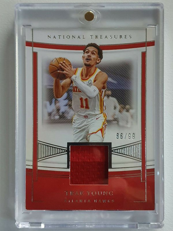 2020 National Treasures Trae Young #PATCH /99 Game Worn Jersey - RED