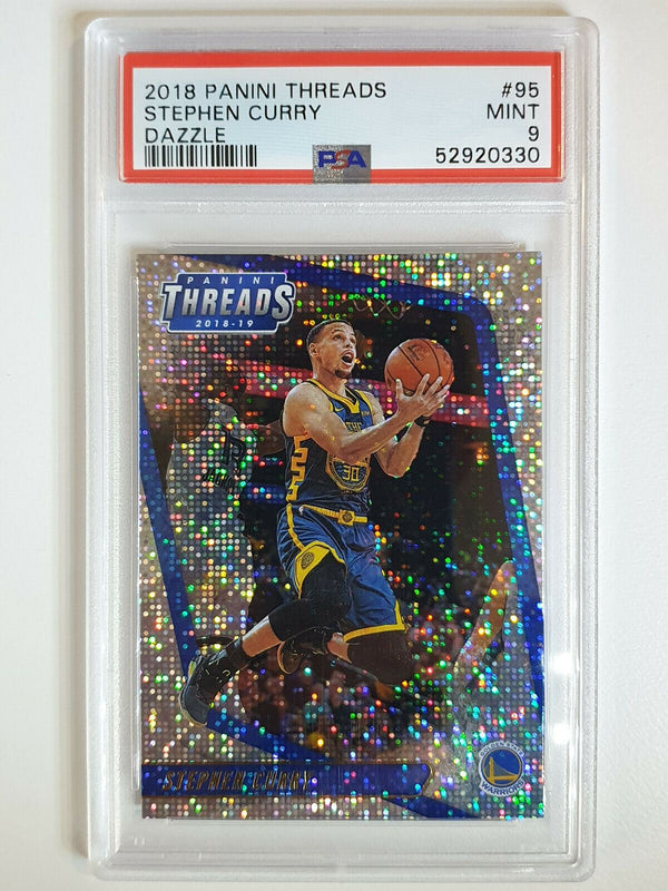 2018 Panini Threads Stephen Curry #95 Dazzle Prizm - PSA 9