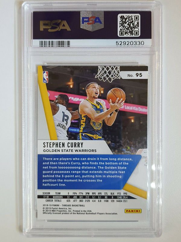 2018 Panini Threads Stephen Curry #95 Dazzle Prizm - PSA 9