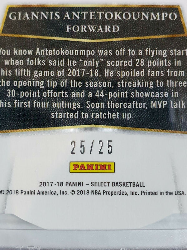 2017 Select Giannis Antetokounmpo #147 TIE DIE Prizm /25 Premier Die Cut - GEM