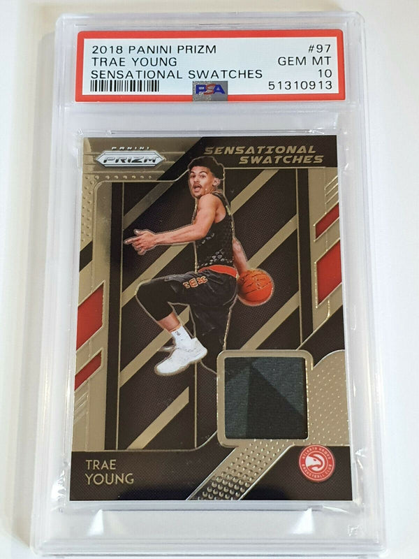 2018 Prizm Trae Young Rookie #97 Sensational Swatches Jersey Patch - PSA 10