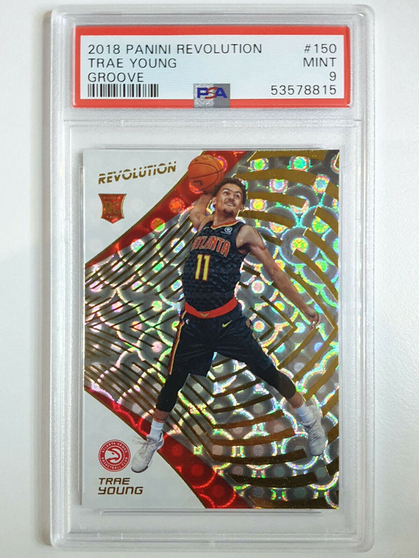 2018-19 Panini Revolution Trae Young #150 ROOKIE GROOVE Prizm - PSA 9