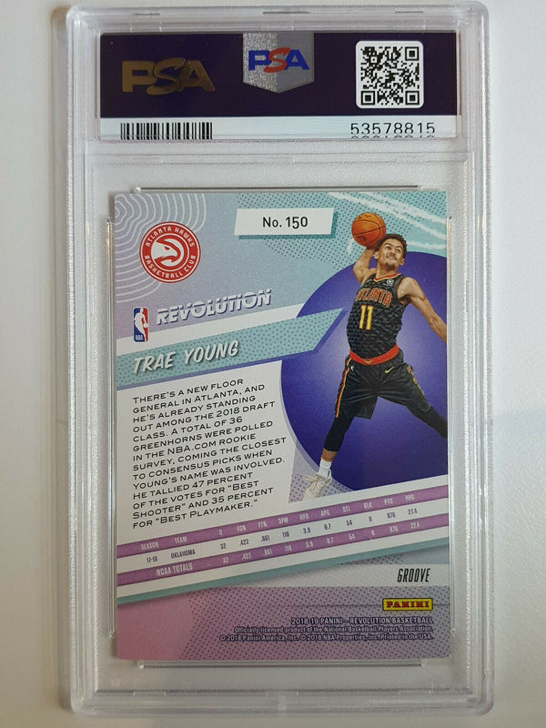 2018-19 Panini Revolution Trae Young #150 ROOKIE GROOVE Prizm - PSA 9