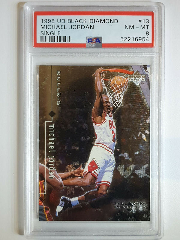 1998 Upper Deck Michael Jordan BLACK DIAMOND #13 Metal Foil - PSA 8