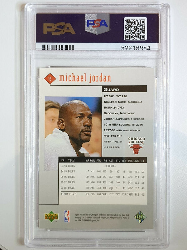 1998 Upper Deck Michael Jordan BLACK DIAMOND #13 Metal Foil - PSA 8