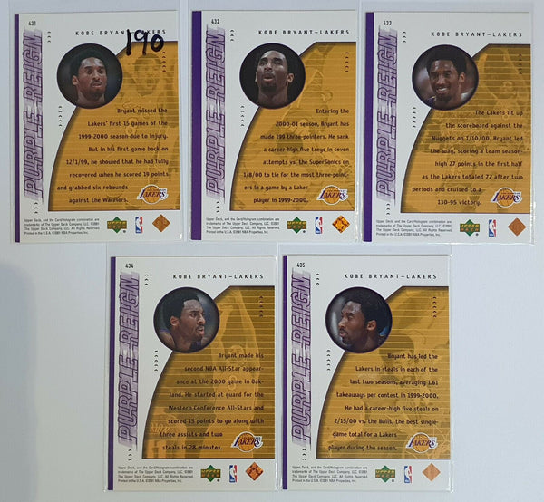 2000 Upper Deck Kobe Bryant PURPLE REIGN LOT OF 15 (Set) - Ready to Grade