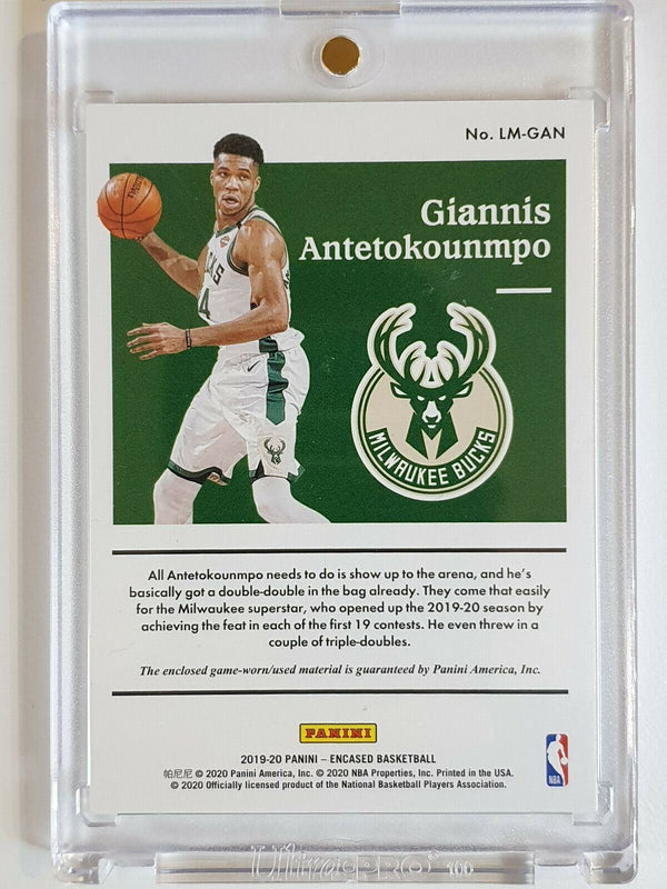 2019 Encased Giannis Antetokounmpo #PATCH /99 Game Worn Jersey