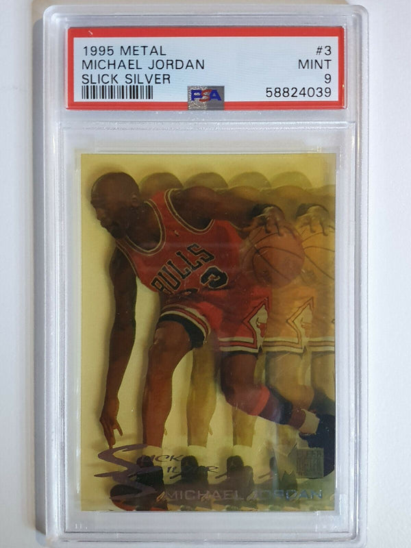 1995 Metal Michael Jordan #3 SLICK SILVER Acetate SP - PSA 9