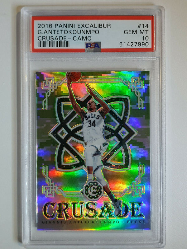 2016 Excalibur Giannis Antetokounmpo #14 Crusade CAMO Prizm - PSA 10