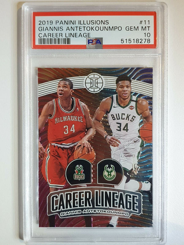 2019 Panini Illusions Giannis Antetokounmpo #11 CAREER LINEAGE - PSA 10