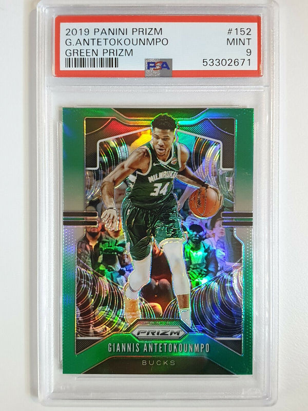 2019 Panini Prizm Giannis Antetokounmpo #152 GREEN Prizm - PSA 9