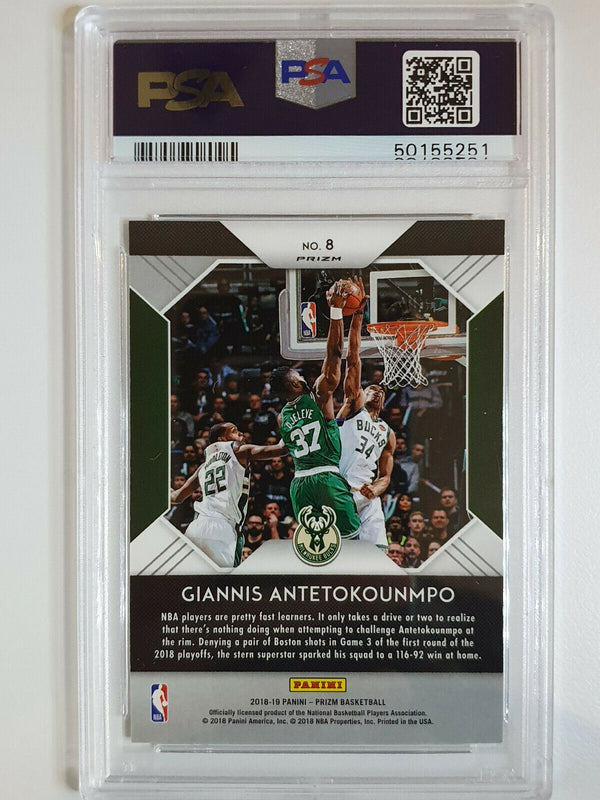 2018 Prizm Giannis Antetokounmpo #8 That's Savage SILVER HOLO - PSA 9