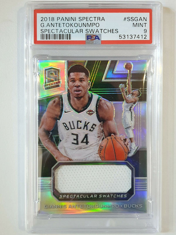 2018 Spectra Giannis Antetokounmpo #Patch Game Worn Jersey /99 - PSA 9 (POP 2)