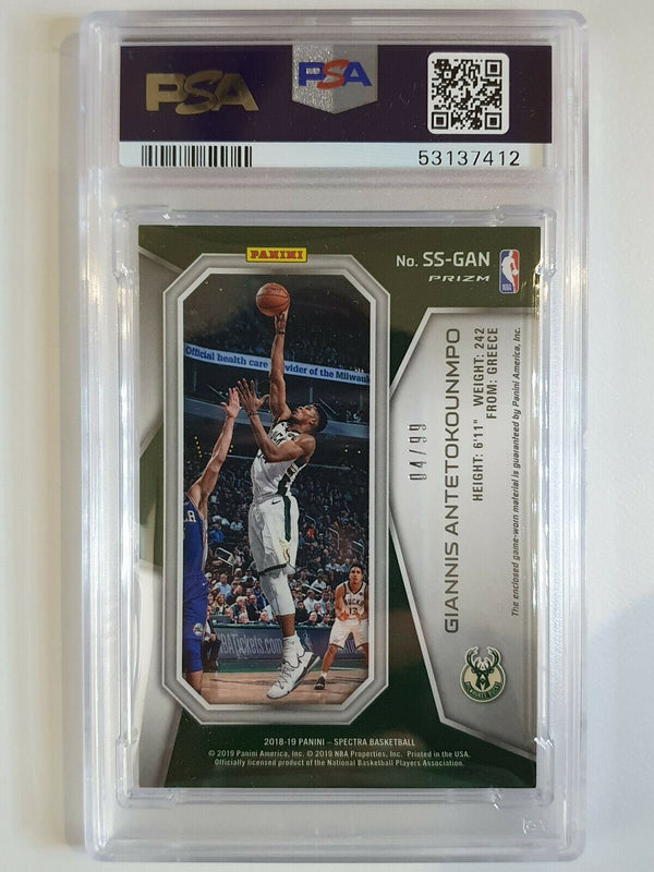 2018 Spectra Giannis Antetokounmpo #Patch Game Worn Jersey /99 - PSA 9 (POP 2)