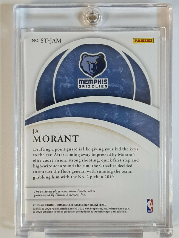 2019 Immaculate Ja Morant Rookie #PATCH Worn Jersey /99 - Ready to Grade