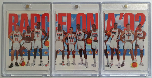 1992 Skybox Dream Team Barcelona USA 3PC Set - COMPLETE SET w/ Jordan + Magic