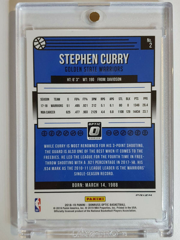 2018 Donruss Optic Stephen Curry #2 BLUE VELOCITY Prizm - Ready to Grade