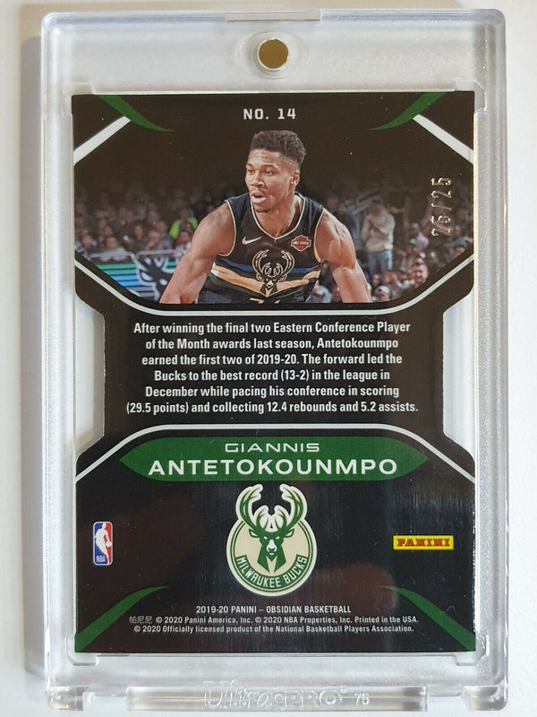 2019 Obsidian Giannis Antetokounmpo #14 ELECTRIC ETCH GREEN /25 - GEM