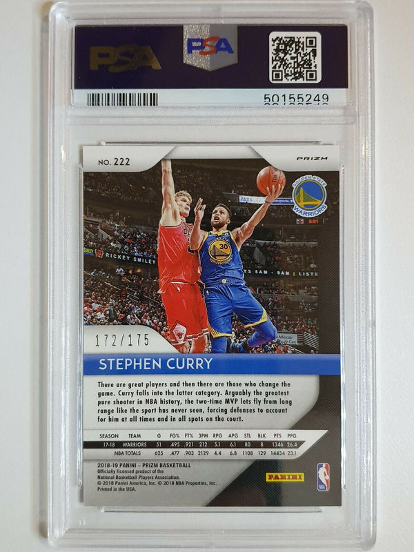 2018 Prizm Stephen Curry #222 FAST BREAK BLUE Prizm /175 - PSA 9 (POP 11)