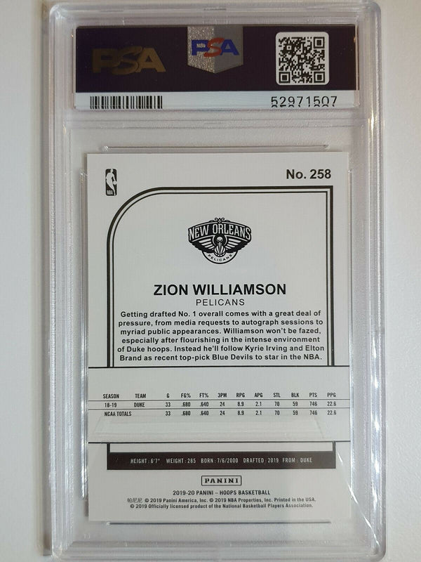 2019 Panini Hoops Zion Williamson Rookie #258 - PSA 9