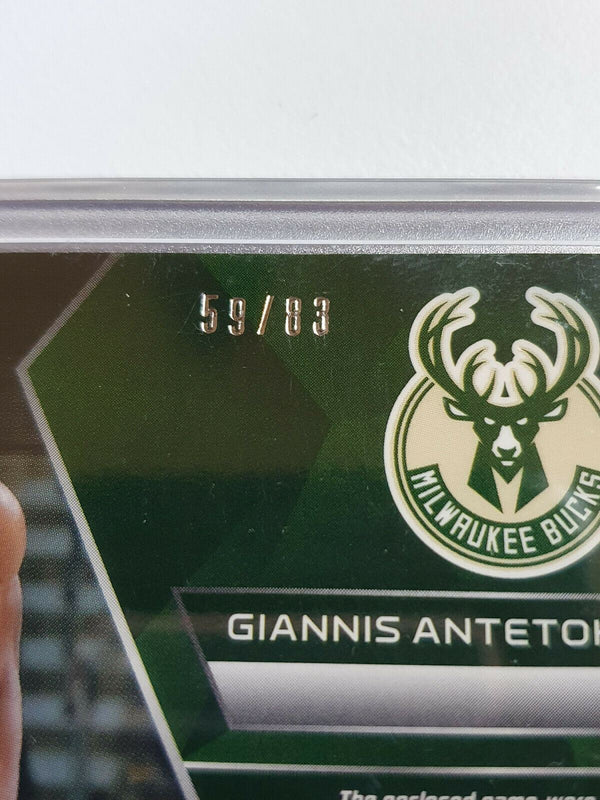 2016 Spectra Giannis Antetokounmpo #PATCH NEON BLUE /49 Game Worn Jersey - GEM
