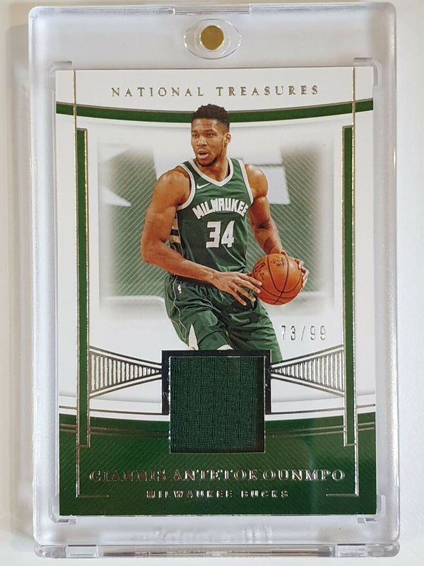 2020 National Treasures Giannis Antetokounmpo #PATCH /99 Game Worn Jersey - GEM