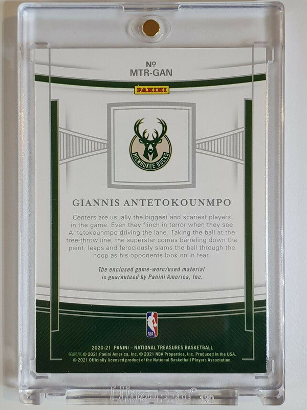 2020 National Treasures Giannis Antetokounmpo #PATCH /99 Game Worn Jersey - GEM