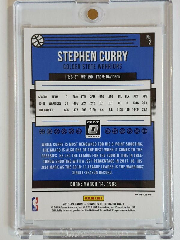 2018 Panini Optic Stephen Curry #2 FAST BREAK Prizm - Ready to Grade