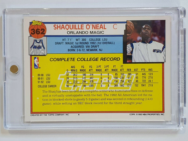 1992-93 Topps Shaquille O'Neal Rookie #362 GOLD FOIL - Ready to Grade