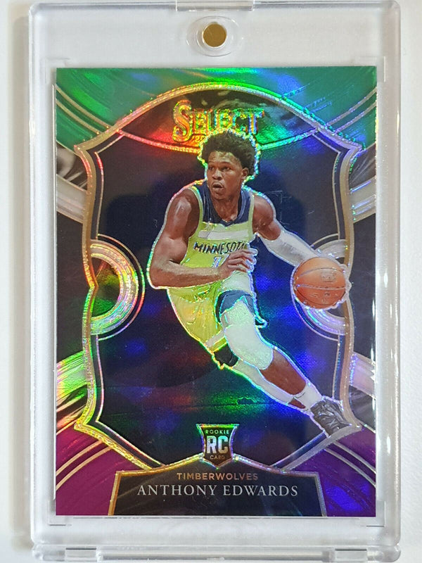 2020 Select Anthony Edwards Rookie #61 GREEN WHITE PURPLE Prizm - Gem