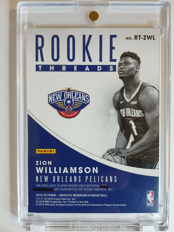 2019 Absolute Zion Williamson Patch #Rookie Threads (Game Worn Jersey) - GEM