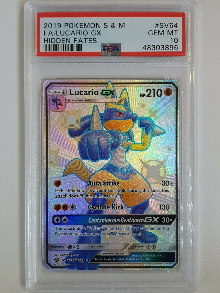 2019 Pokemon Lucario GX SV64/SV94 Hidden Fates SHINY