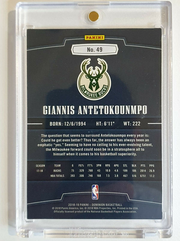 2018 Panini Dominion Giannis Antetokounmpo #49 SILVER /75 - Ready to Grade