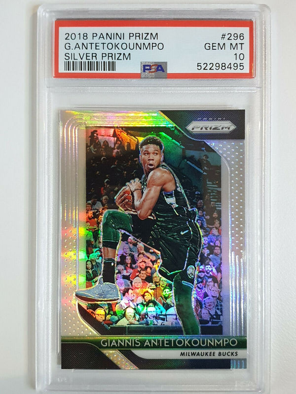 2018 Panini Prizm Giannis Antetokounmpo #296 SILVER Prizm - PSA 10