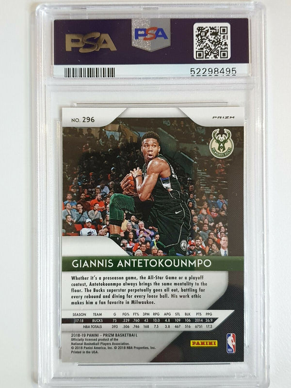 2018 Panini Prizm Giannis Antetokounmpo #296 SILVER Prizm - PSA 10