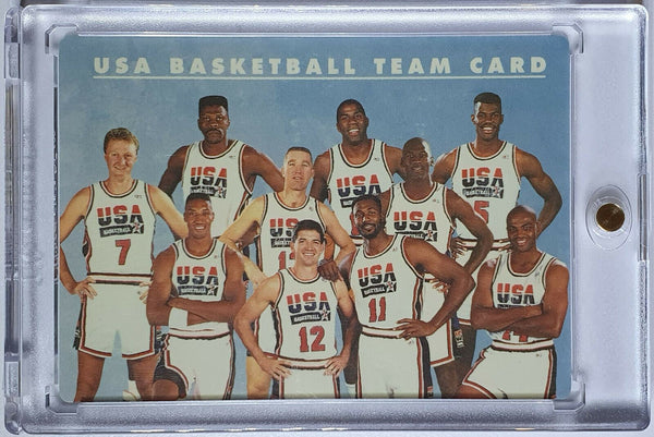 1992 Skybox USA Basketball Team Card #LE PLASTIC Insert - w/ Jordan + Magic