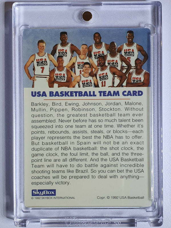 1992 Skybox USA Basketball Team Card #LE PLASTIC Insert - w/ Jordan + Magic