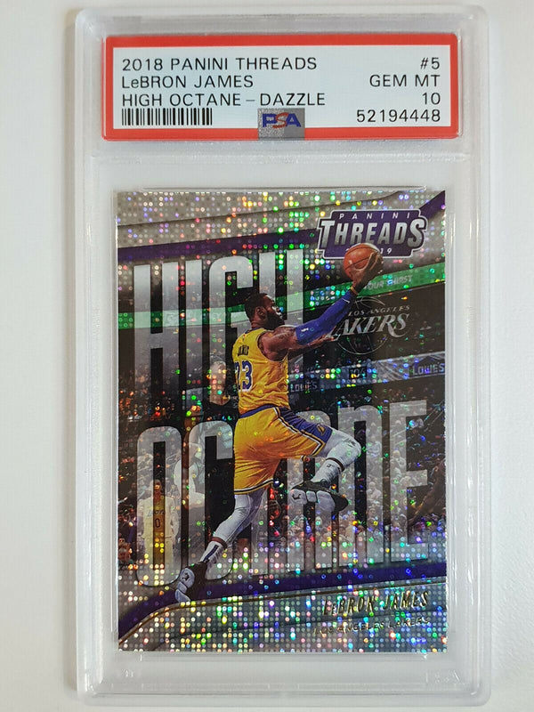 2018 Threads Lebron James #5 High Octane DAZZLE PRIZM - PSA 10 (POP 16)