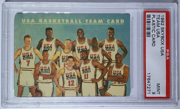 1992 Skybox Dream Team Barcelona USA #PLASTIC Team Card - PSA 9