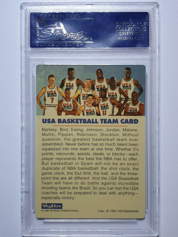 1992 Skybox Dream Team Barcelona USA #PLASTIC Team Card - PSA 9