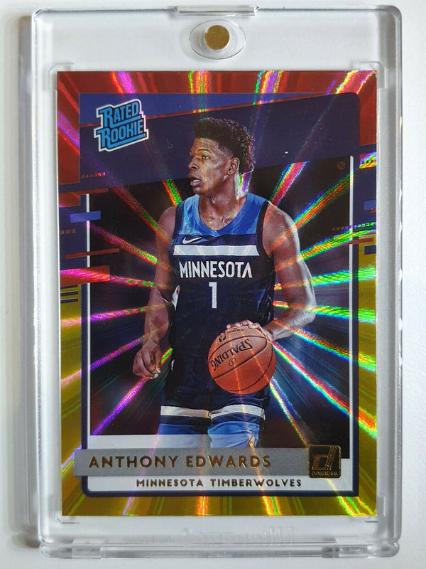 2020 Donruss Anthony Edwards #201 Rated Rookie RED & GOLD LASER