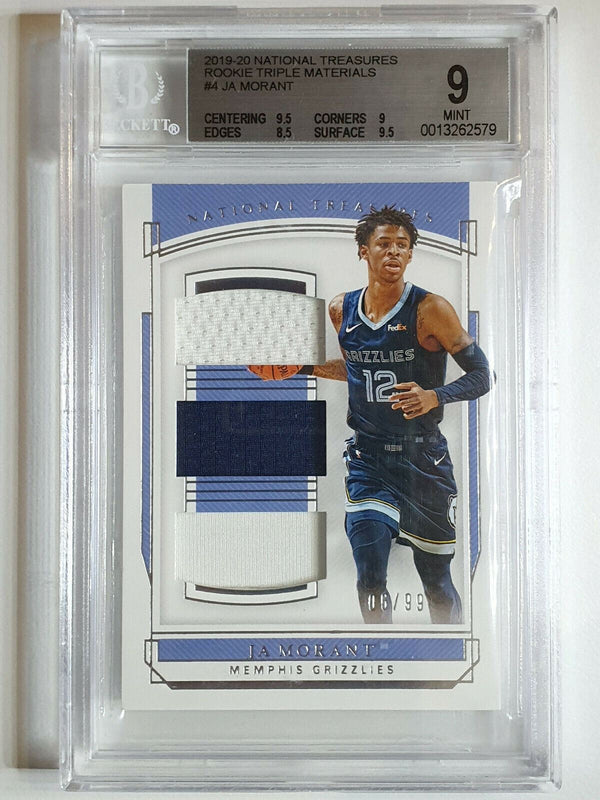 2019 National Treasures Ja Morant Rookie PATCH /99 Triple Jersey - BGS 9 (POP 2)