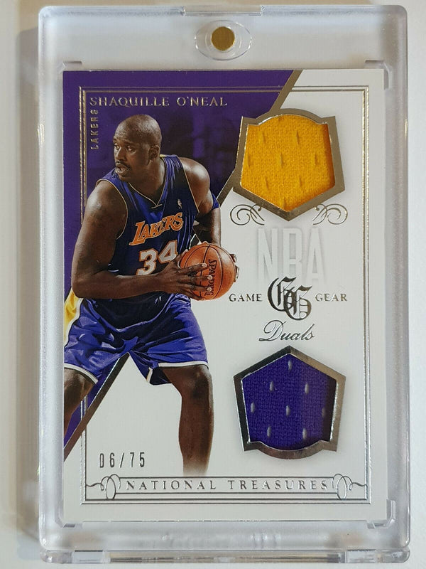 2013 National Treasures Shaquille O'Neal #Game Worn Jersey DUAL PATCH