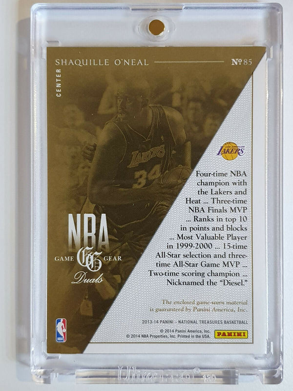 2013 National Treasures Shaquille O'Neal #Game Worn Jersey DUAL PATCH