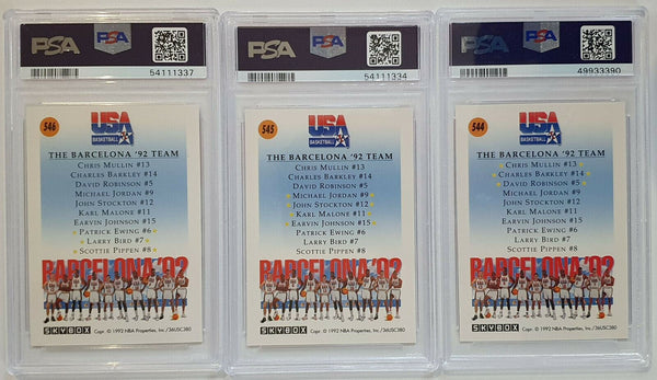 1992 Dream Team Barcelona USA 3-PC SET Jordan + Magic - ALL PSA 8 (LOW POP)