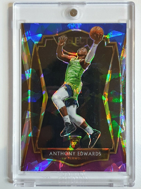 2020 Select Anthony Edwards Rookie #169 Premier BLUE PURPLE CRACKED ICE Prizm