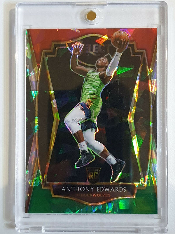 2020 Select Anthony Edwards Rookie #169 Premier RED GREEN CRACKED ICE Prizm