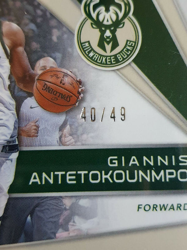 2018 Spectra Giannis Antetokounmpo #PATCH NEON BLUE /49 Game Worn Jersey