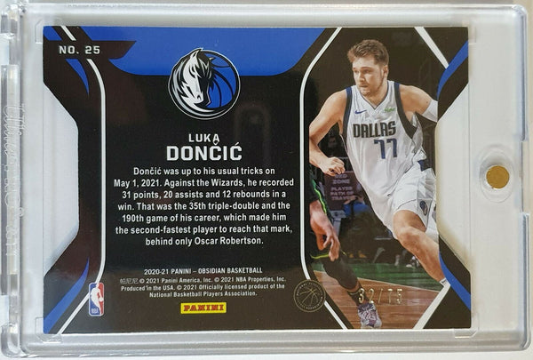 2020 Obsidian Luka Doncic #25 PITCH BLACK HOLO /75 Die-Cut - Ready to Grade